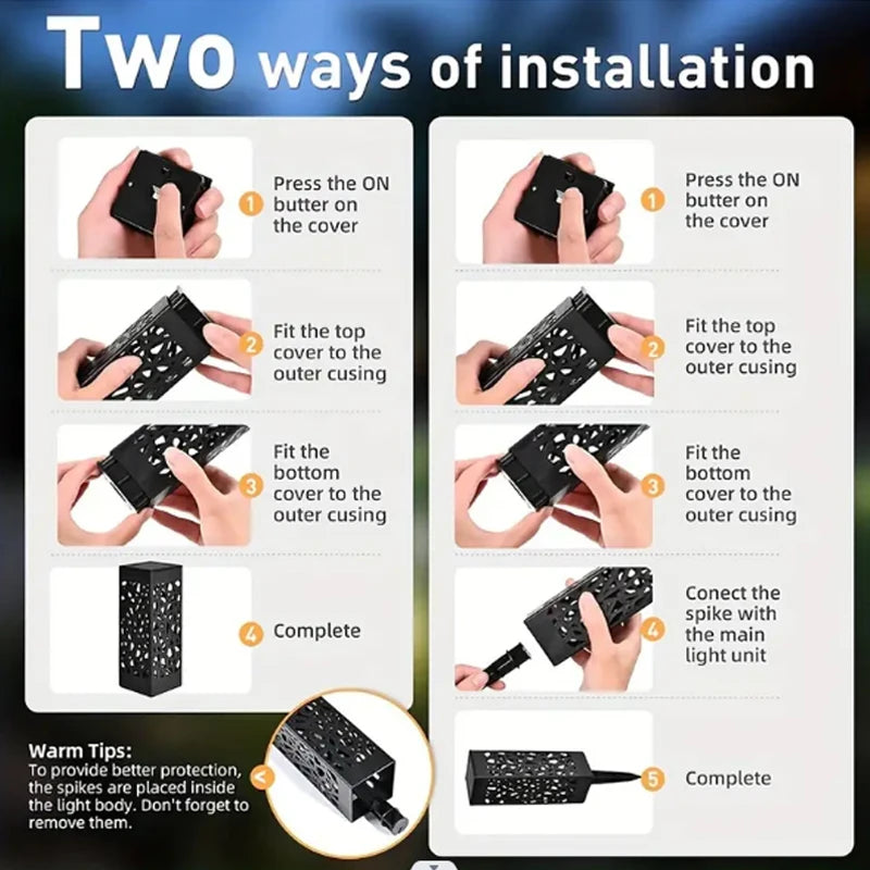 6-Pack Led Outdoor Solar Path Hollow Projection Lights