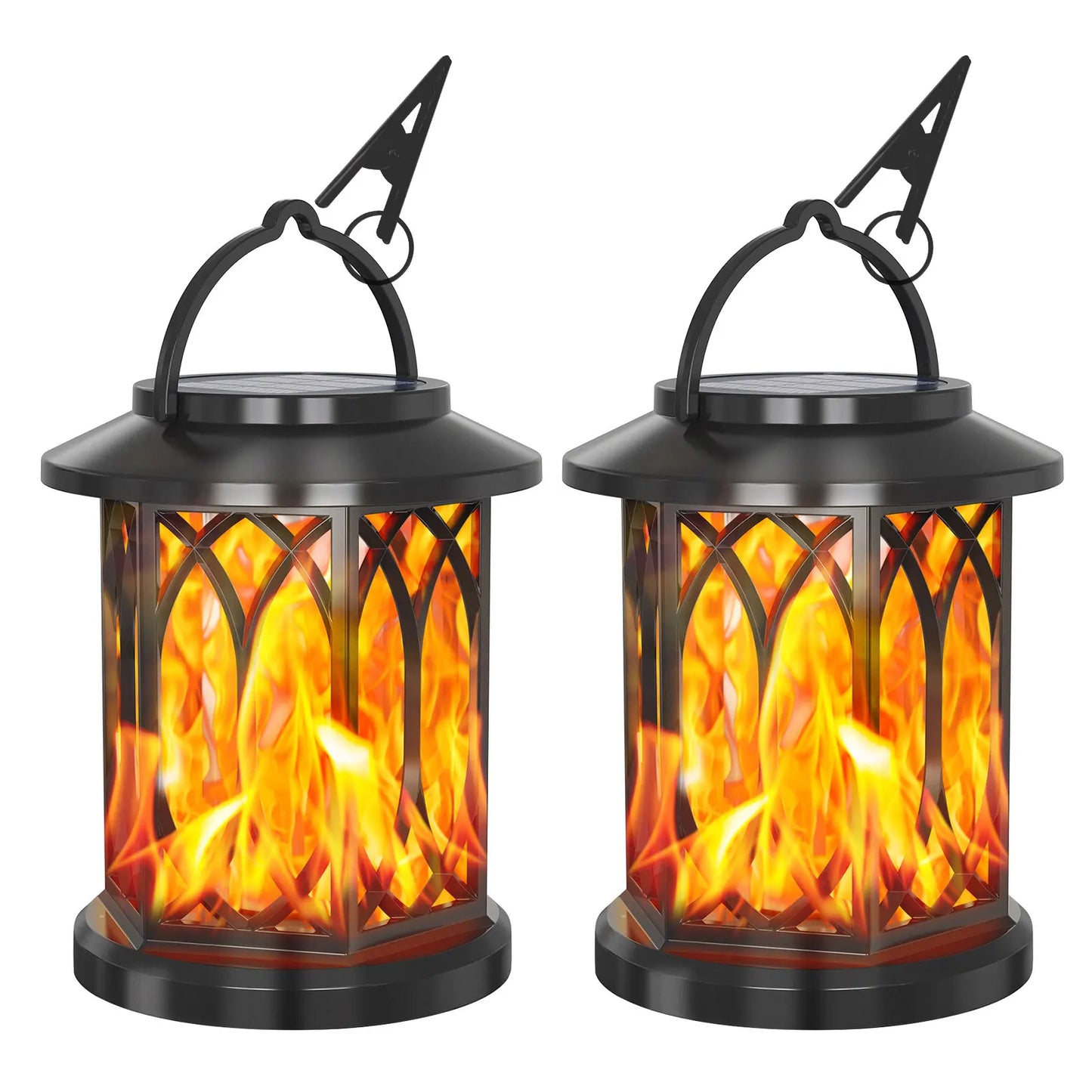 Solar Lantern Outdoor Lights Flickering Flame Lights Hanging Solar Powered Lights For Garden Patio Deck Yard Pathway