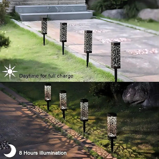 6-Pack Led Outdoor Solar Path Hollow Projection Lights