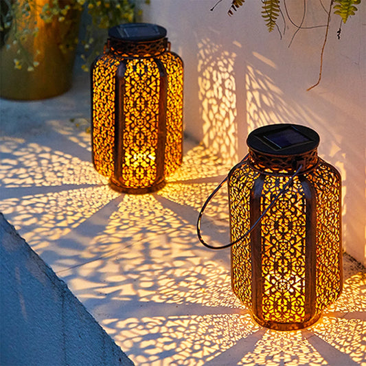 Led Solar Hanging Lantern Iron Art Light