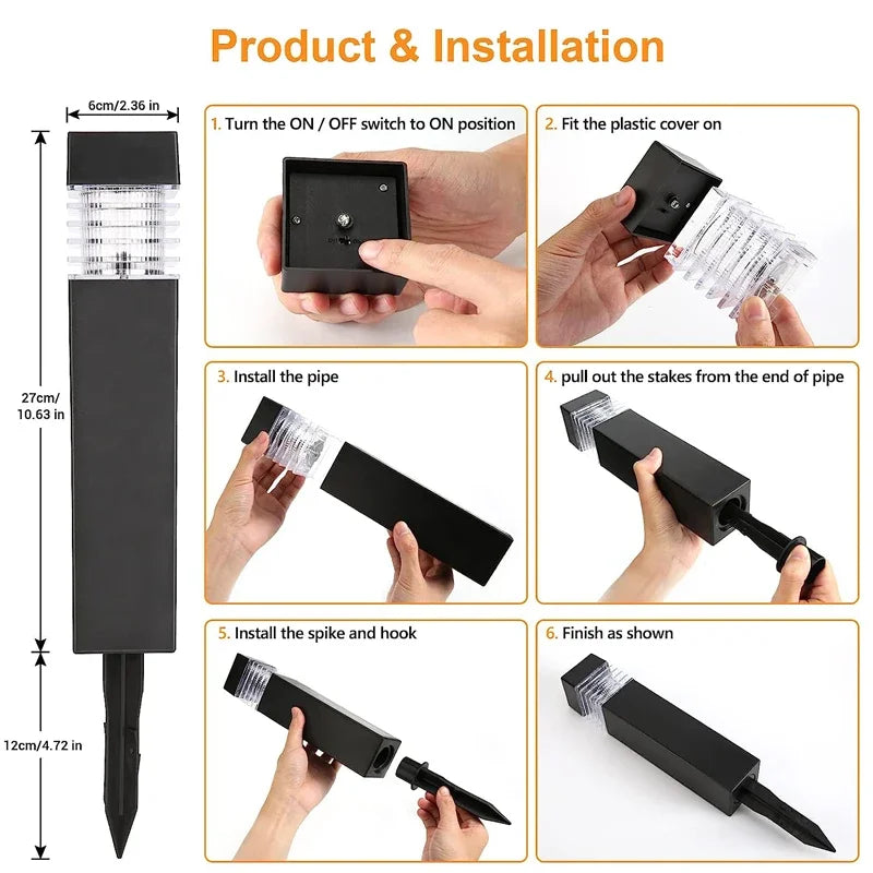 Solar LED Pathway Lights Outdoor Waterproof Garden Decor Lamp For Patio Lawn Balcony Walkway Solar Lantern